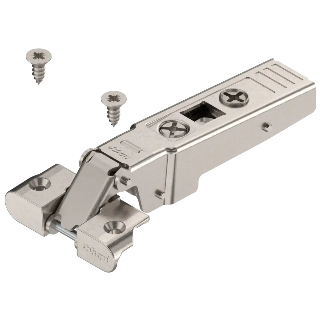 [71T950A.NI] Screw-On Hinge - 95° for Aluminum Doors (Spring Closing, Nickel)
