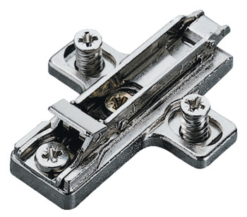 Salice Domi Snap-On Cross-Shaped, Dual Cam Adjust, Mounting Plates, Euro Screws